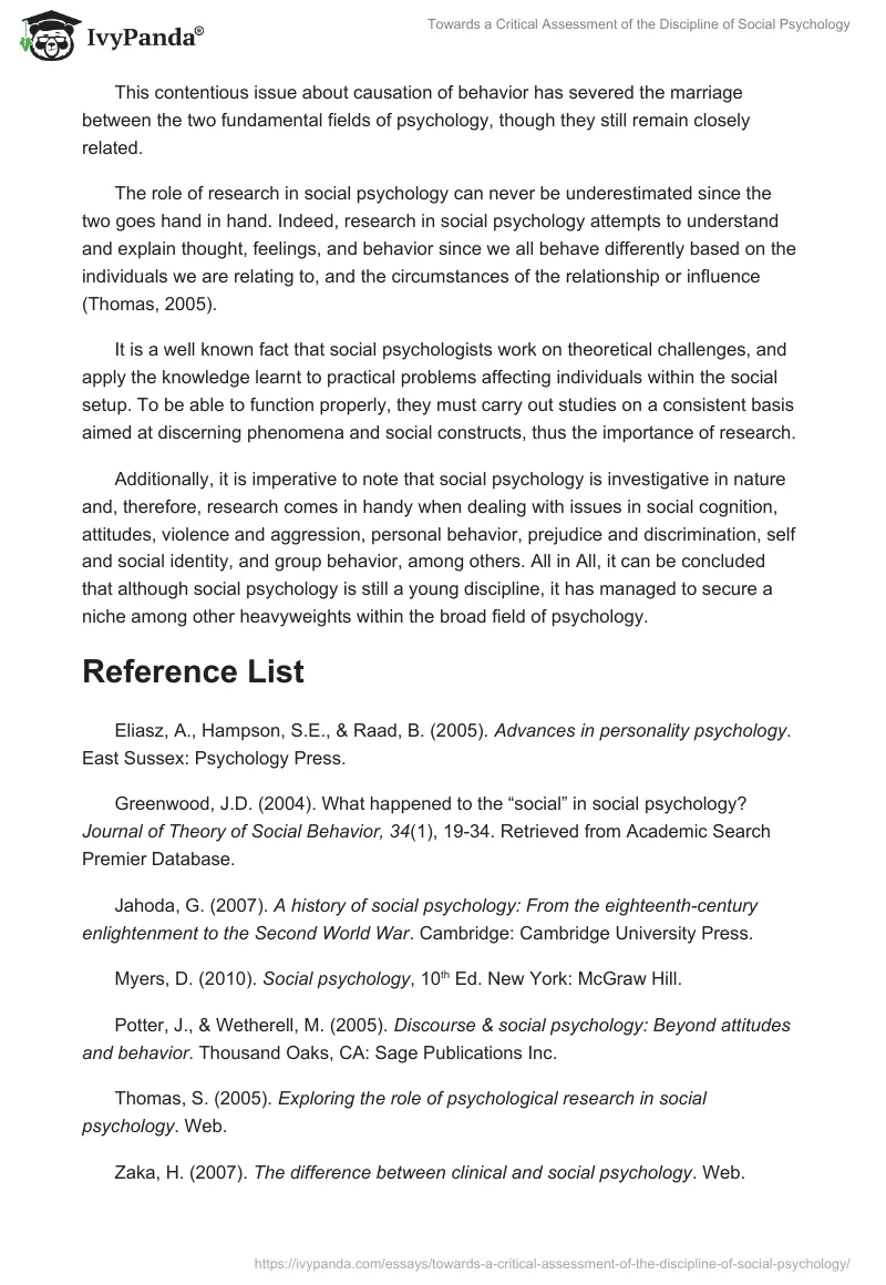 Towards a Critical Assessment of the Discipline of Social Psychology. Page 3