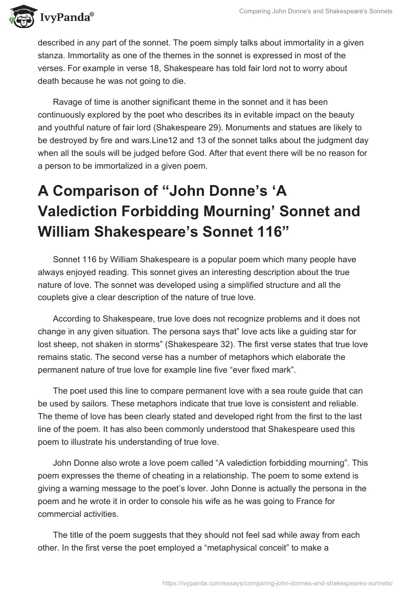 Comparing John Donne's and Shakespeare's Sonnets. Page 4