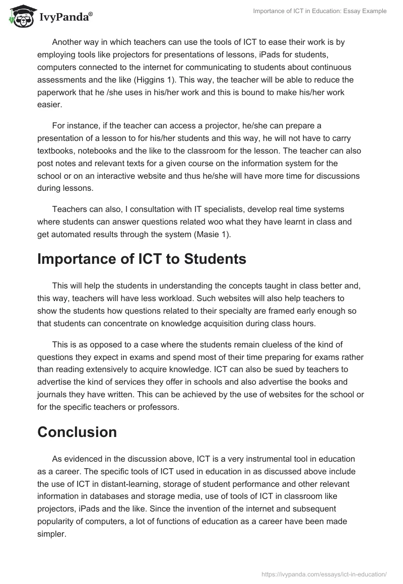 short essay on ict in education