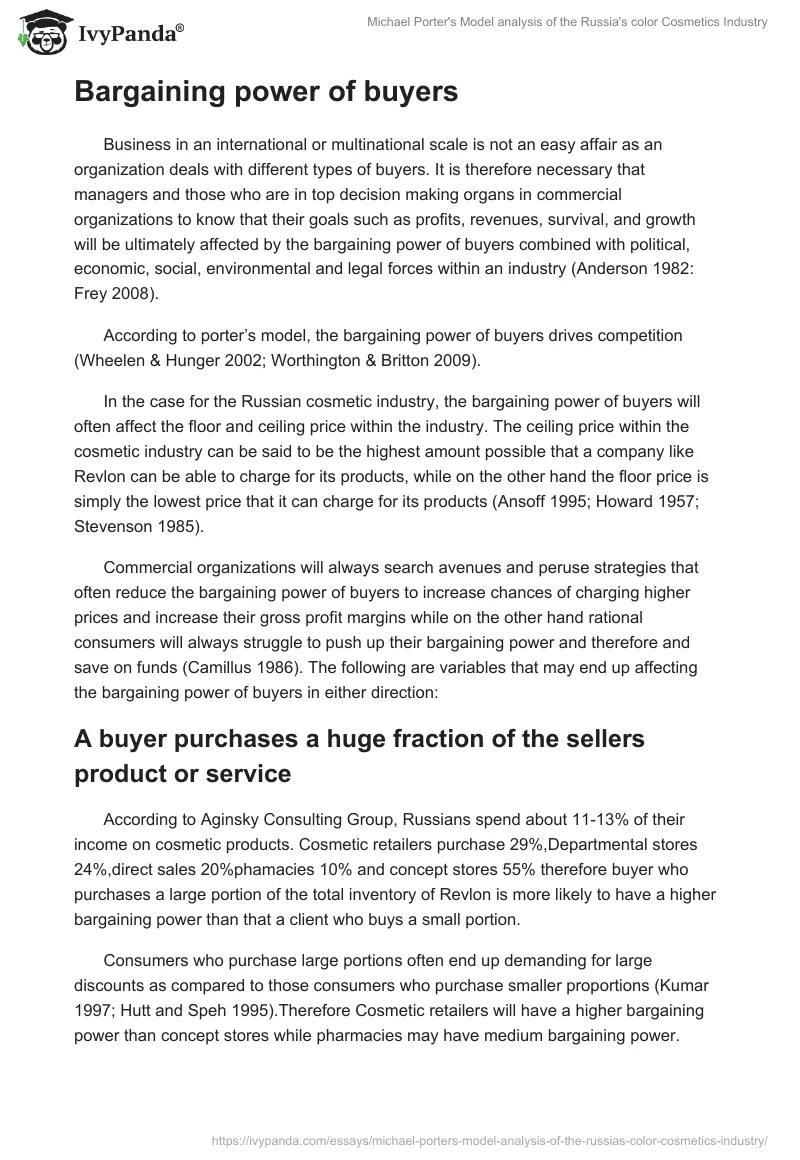 Michael Porter's Model Analysis of the Russia's Color Cosmetics Industry. Page 3
