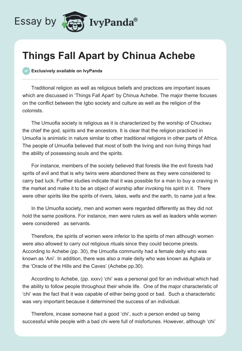 Things Fall Apart by Chinua Achebe. Page 1
