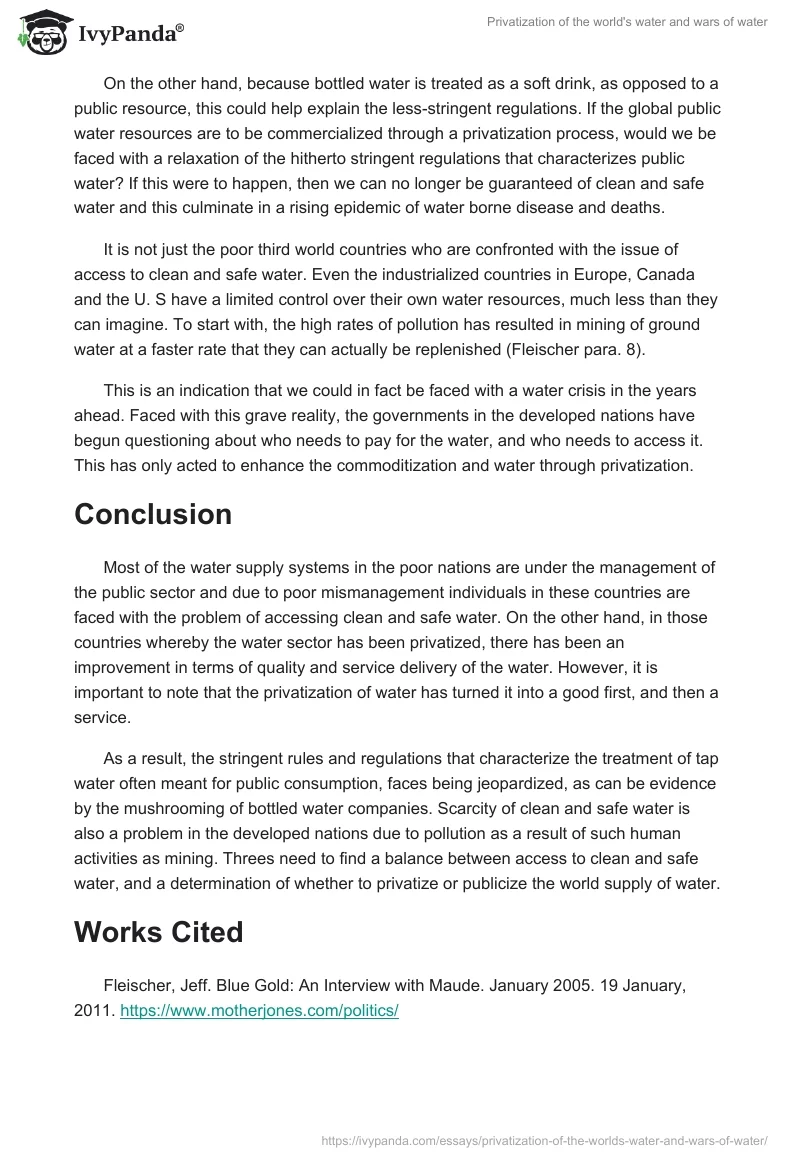 Privatization of the World’s Water and Wars of Water. Page 3