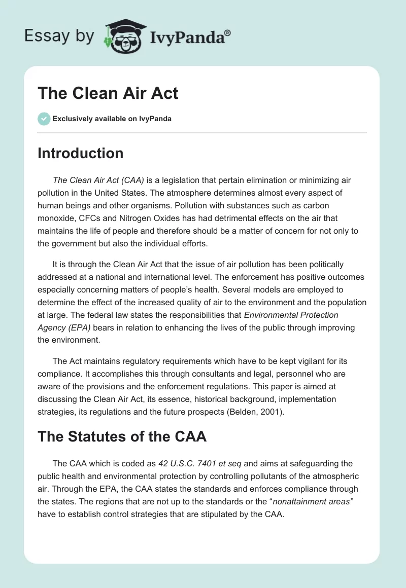 The Clean Air Act. Page 1