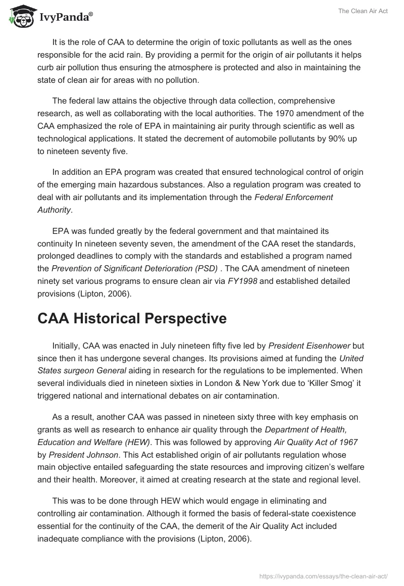 The Clean Air Act. Page 2