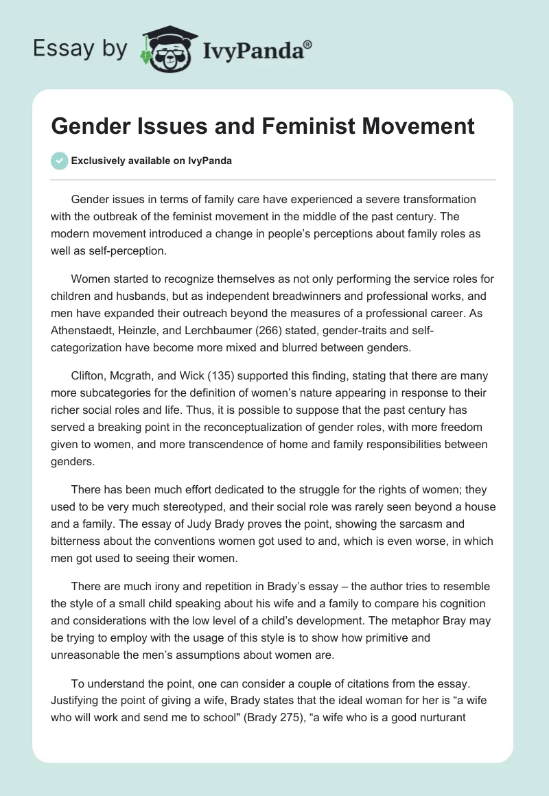 Gender Issues and Feminist Movement. Page 1