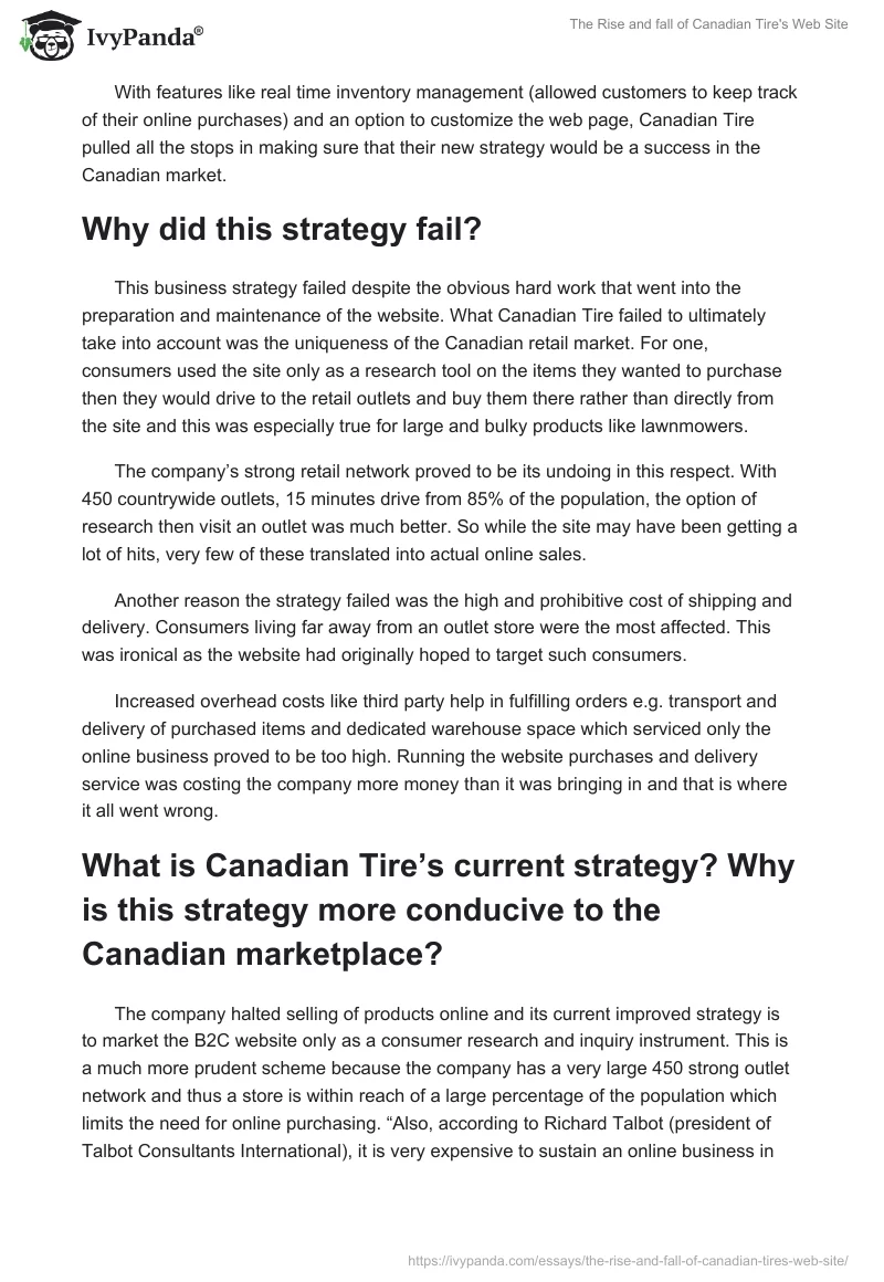 The Rise and Fall of Canadian Tire's Web Site. Page 3