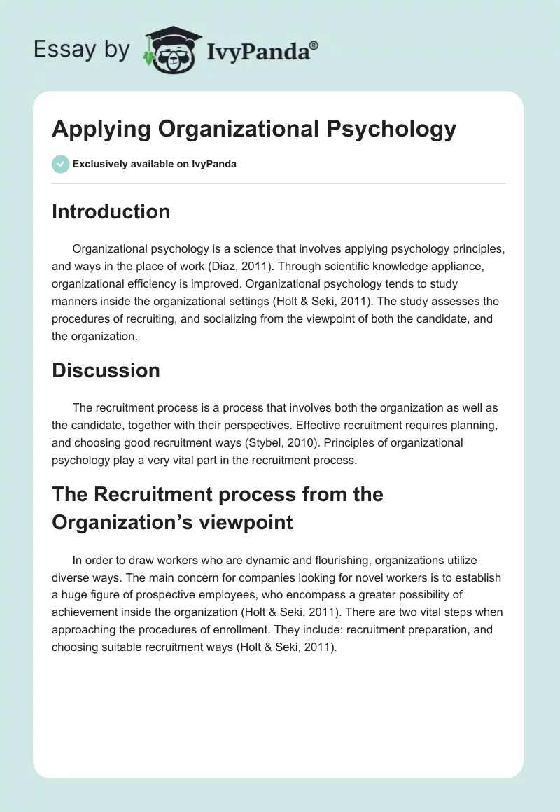 Applying Organizational Psychology. Page 1