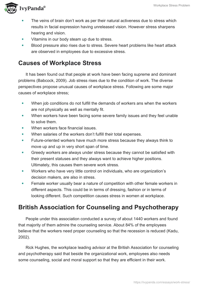 Workplace Stress Problem. Page 2