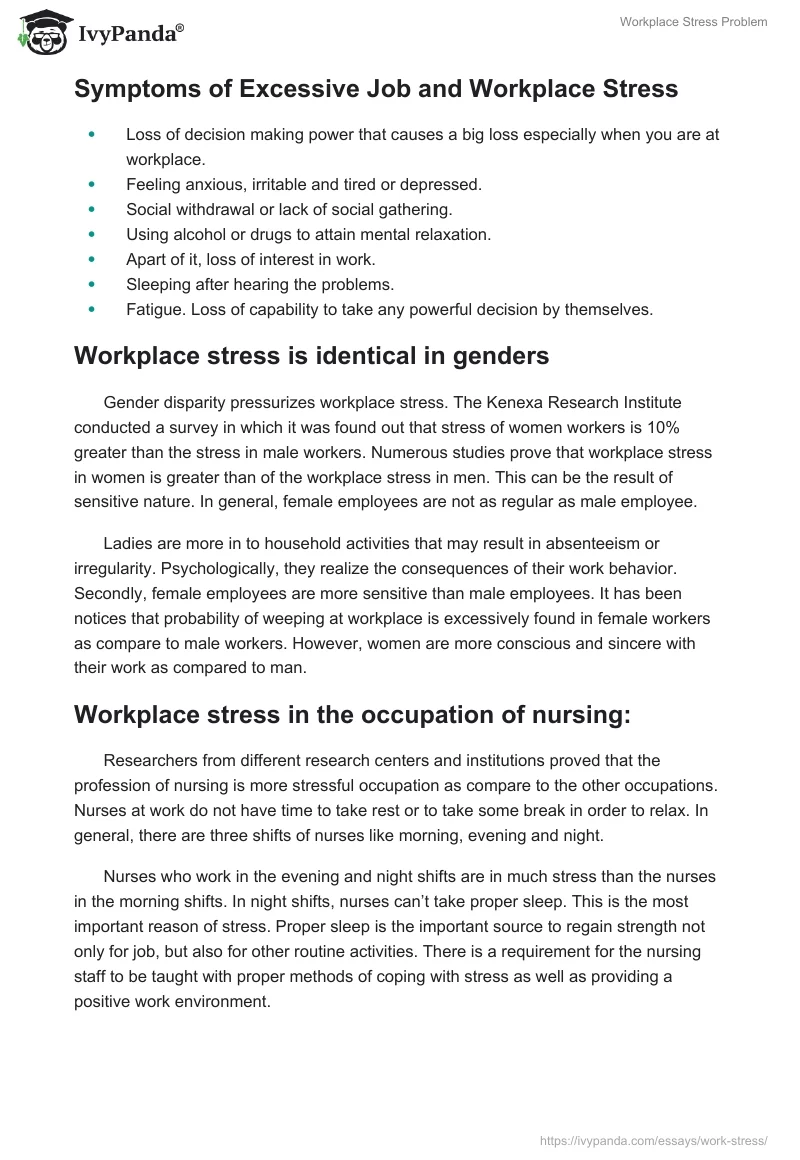 Workplace Stress Problem. Page 3