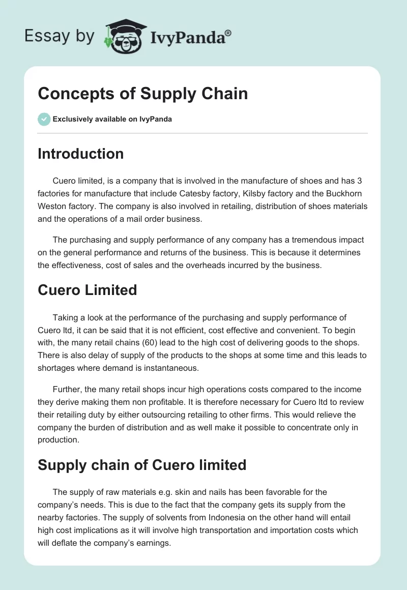 Concepts of Supply Chain. Page 1