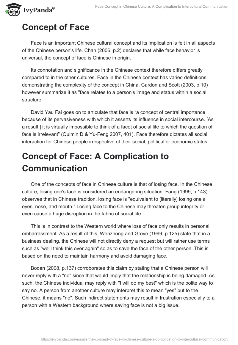 Face Concept in Chinese Culture: A Complication to Intercultural Communication. Page 2