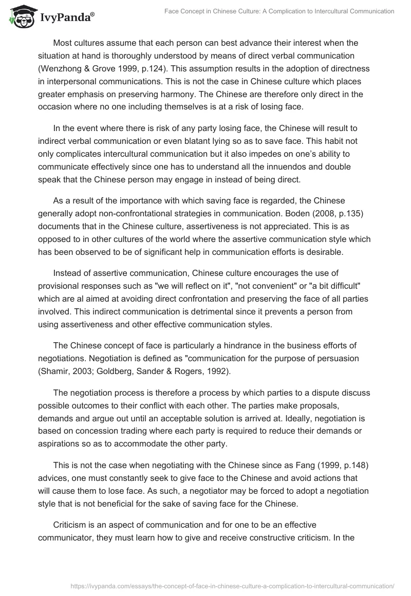 Face Concept in Chinese Culture: A Complication to Intercultural Communication. Page 3
