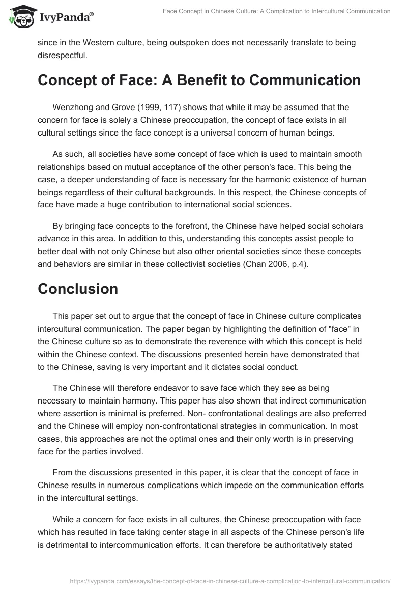 Face Concept in Chinese Culture: A Complication to Intercultural Communication. Page 5