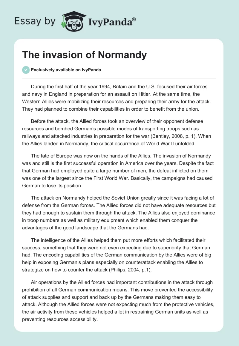 The invasion of Normandy. Page 1