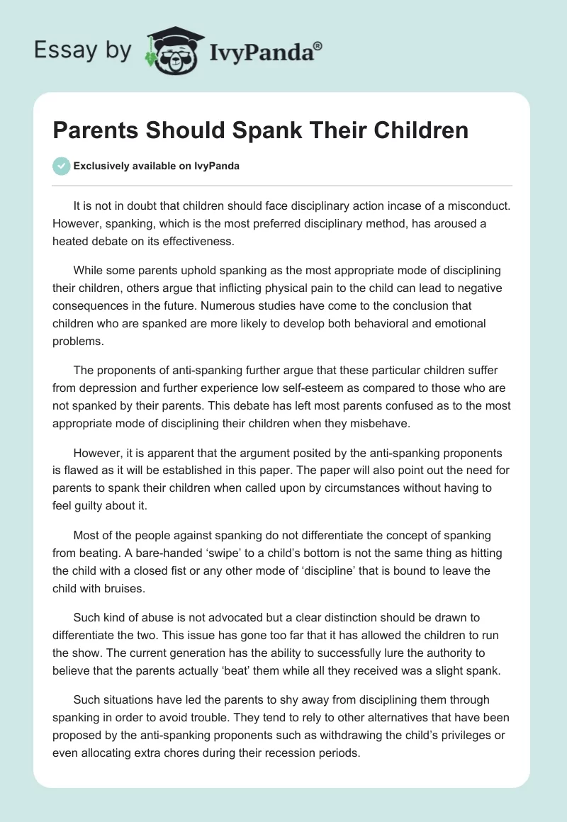 Parents Should Spank Their Children. Page 1