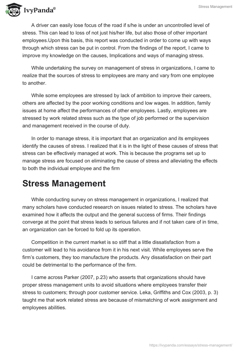 Stress Management. Page 2