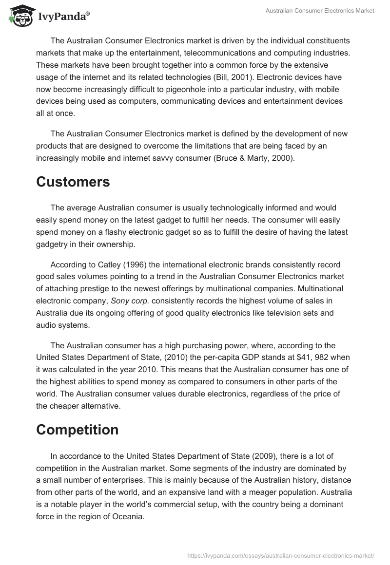 Australian Consumer Electronics Market. Page 2
