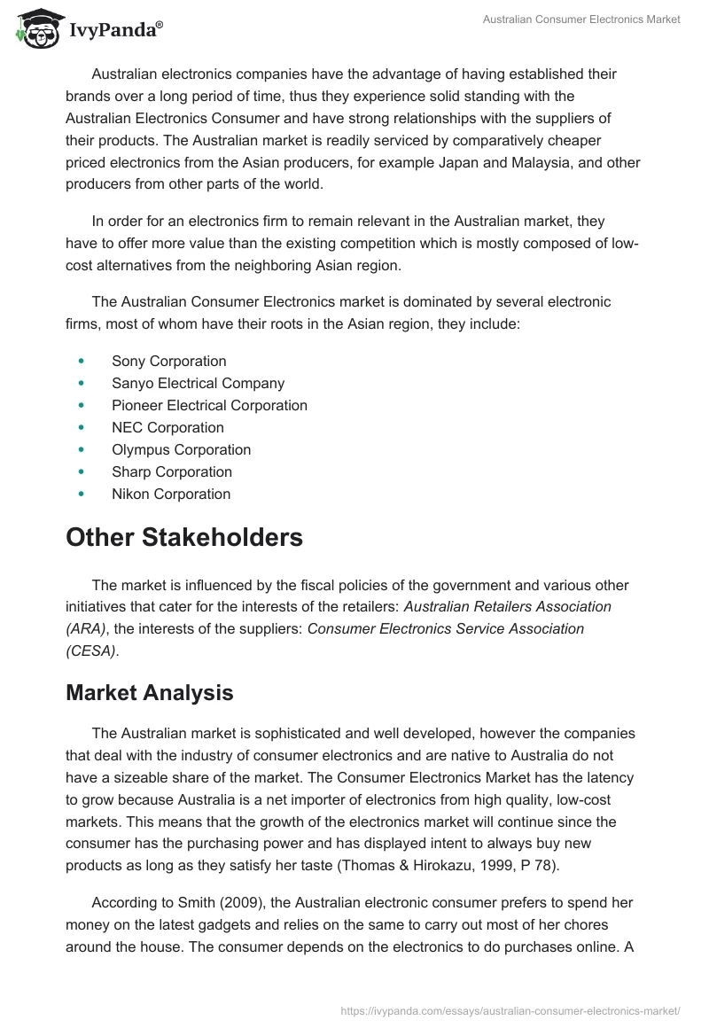 Australian Consumer Electronics Market. Page 3