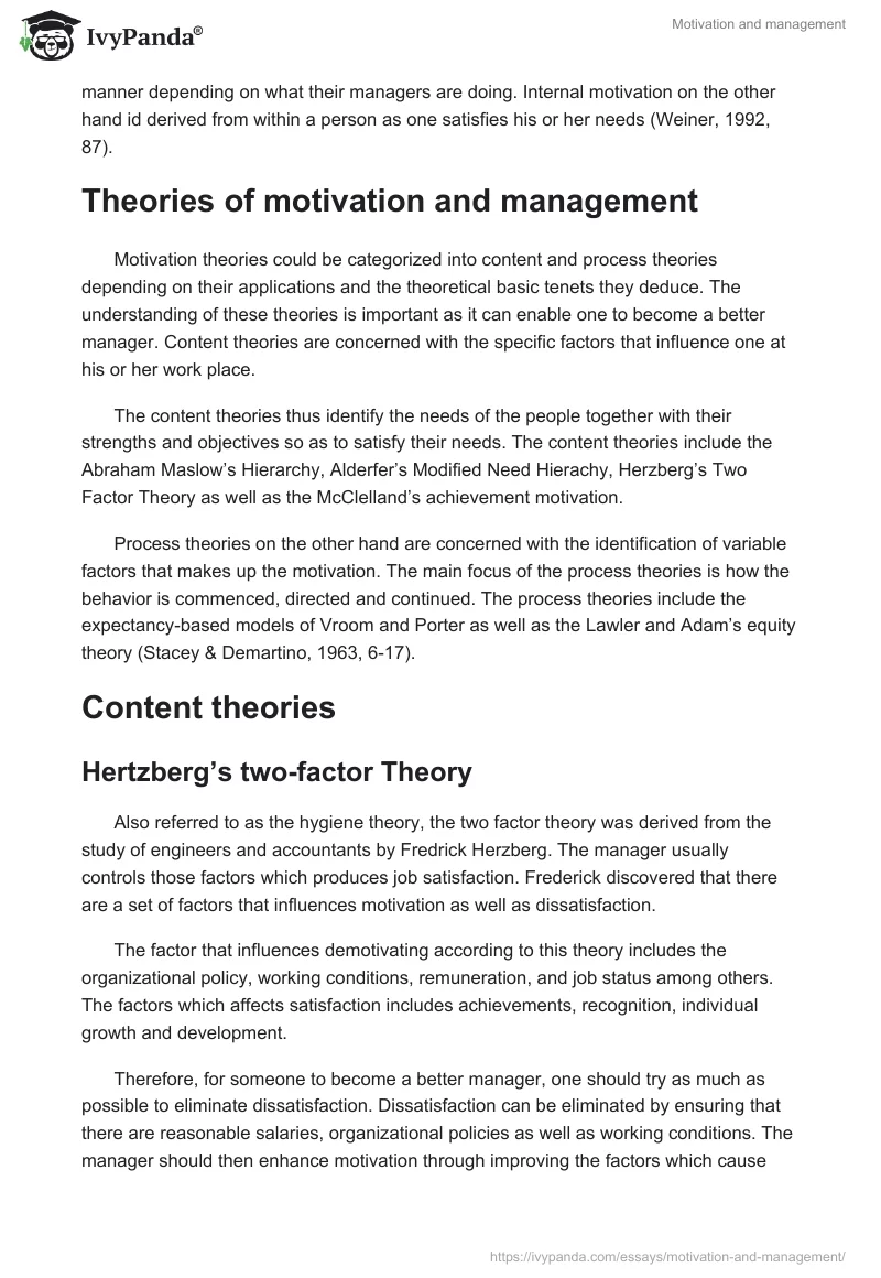 Motivation and Management. Page 2