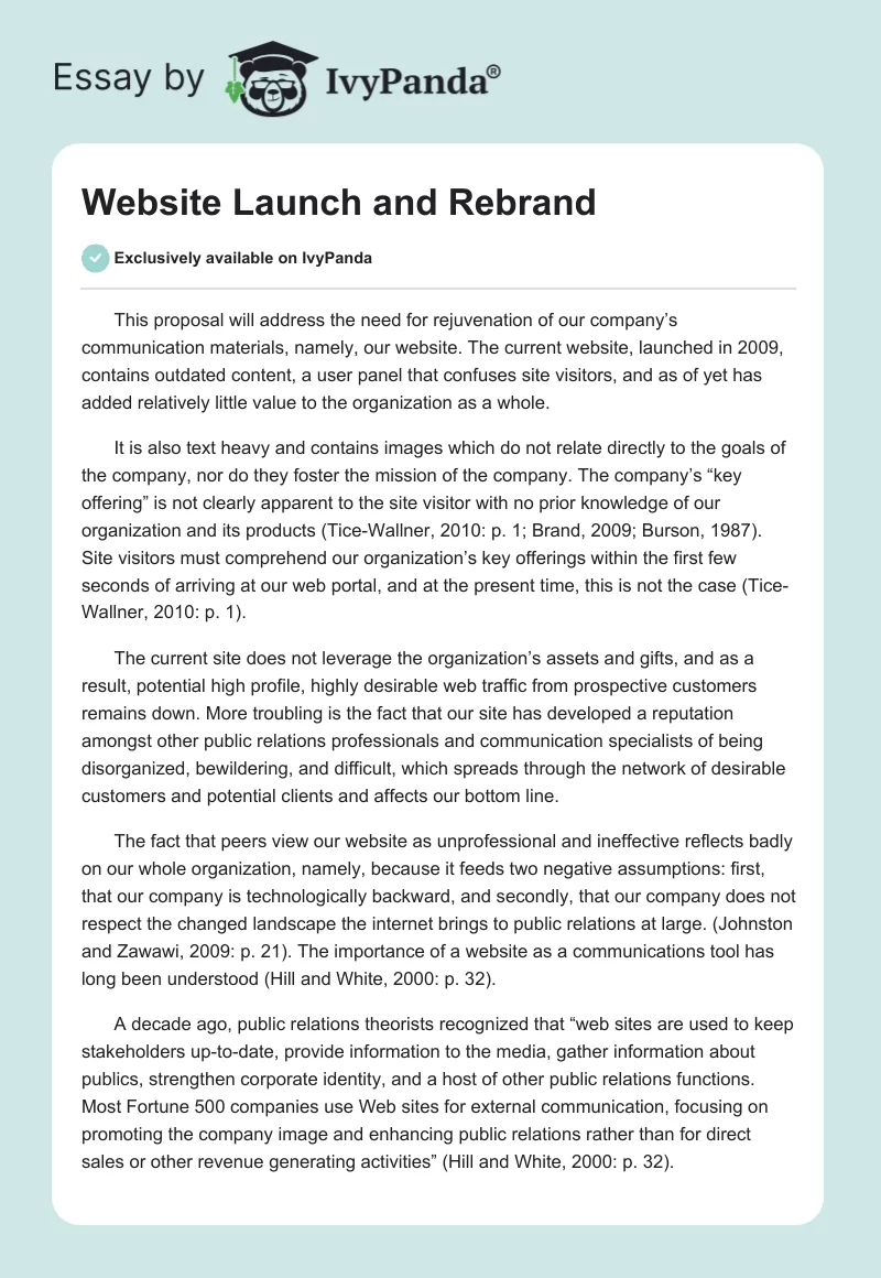 Website Launch and Rebrand. Page 1