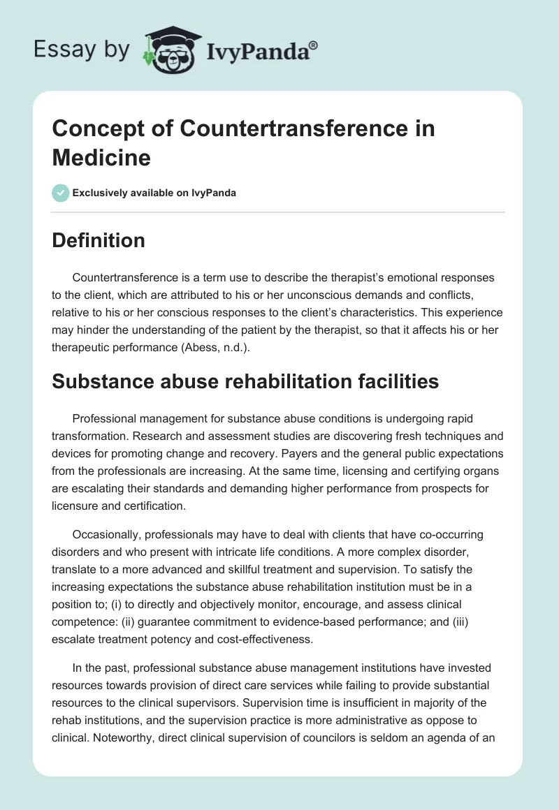 Concept of Countertransference in Medicine. Page 1