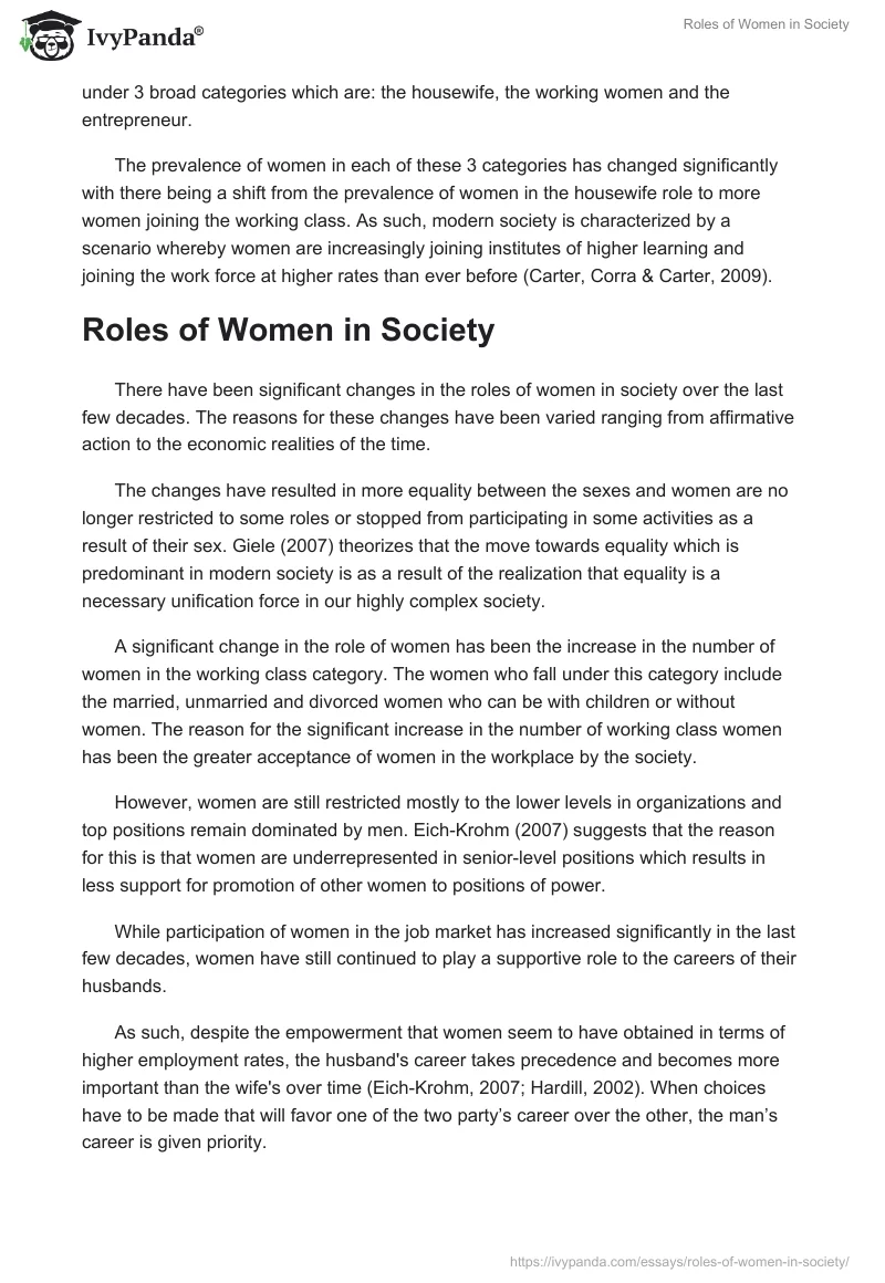 Roles of Women in Society. Page 2