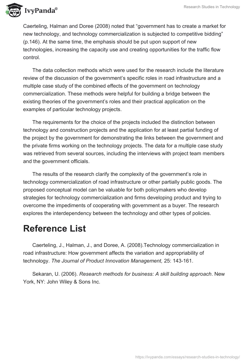 Research Studies in Technology. Page 2