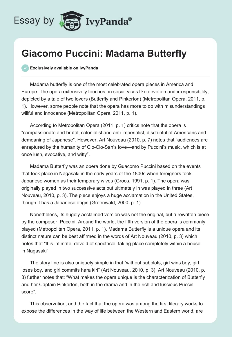 Giacomo Puccini: Madama Butterfly. Page 1