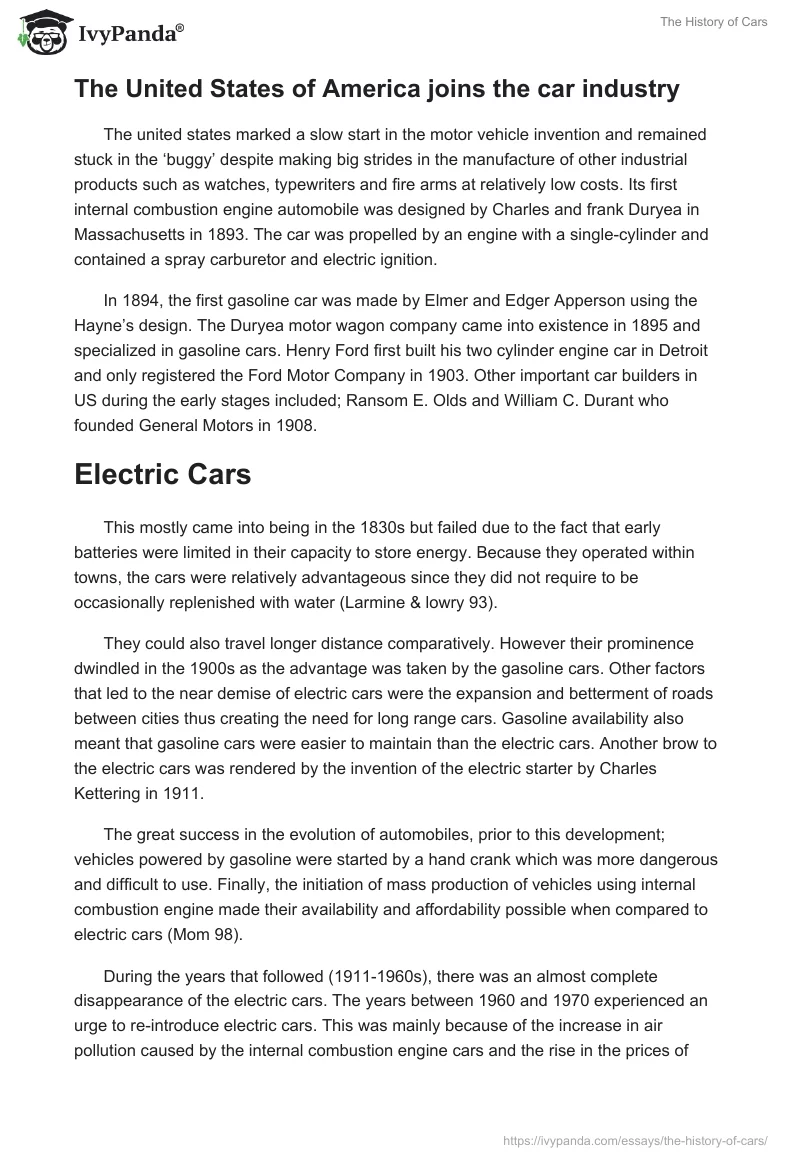 The History of Cars. Page 5