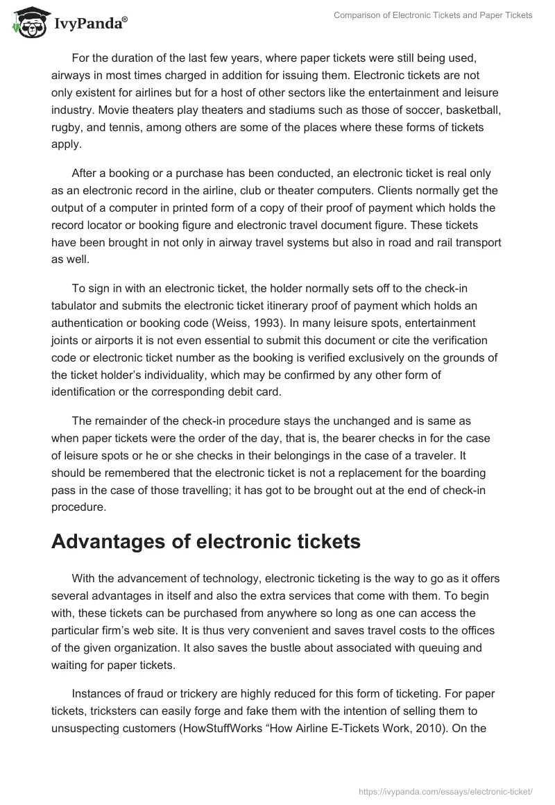 Comparison of Electronic Tickets and Paper Tickets. Page 4