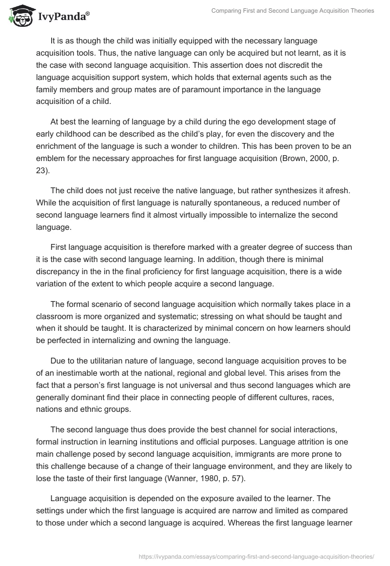 Comparing First and Second Language Acquisition Theories. Page 2