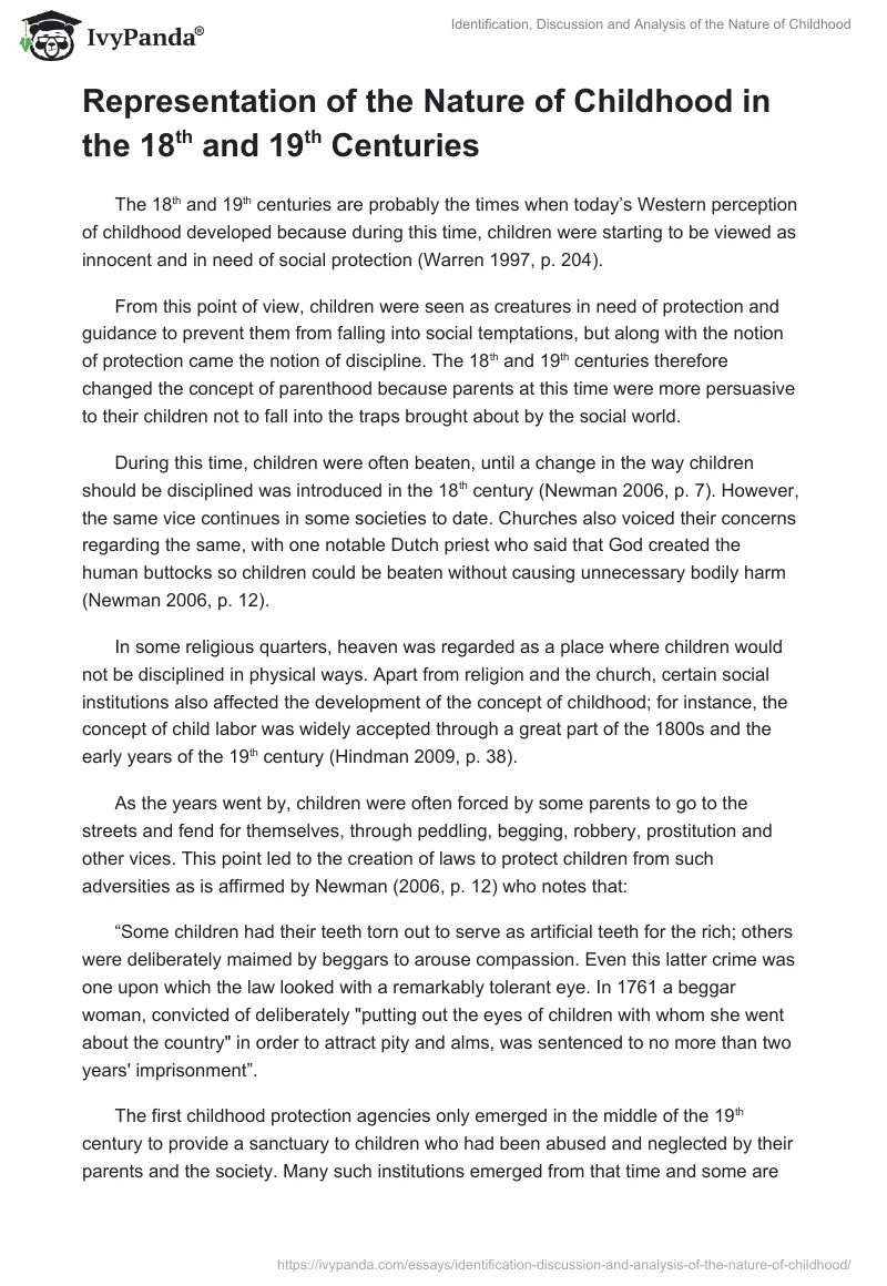 Identification, Discussion and Analysis of the Nature of Childhood. Page 5