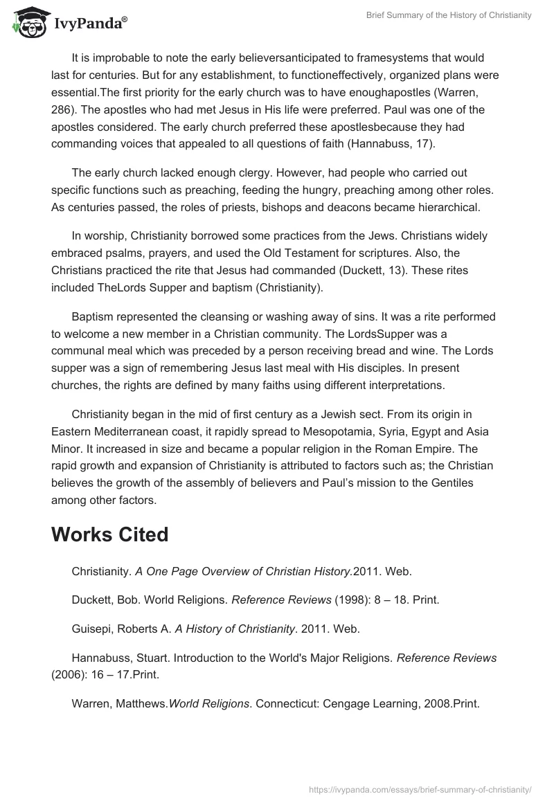 Brief Summary of the History of Christianity. Page 4
