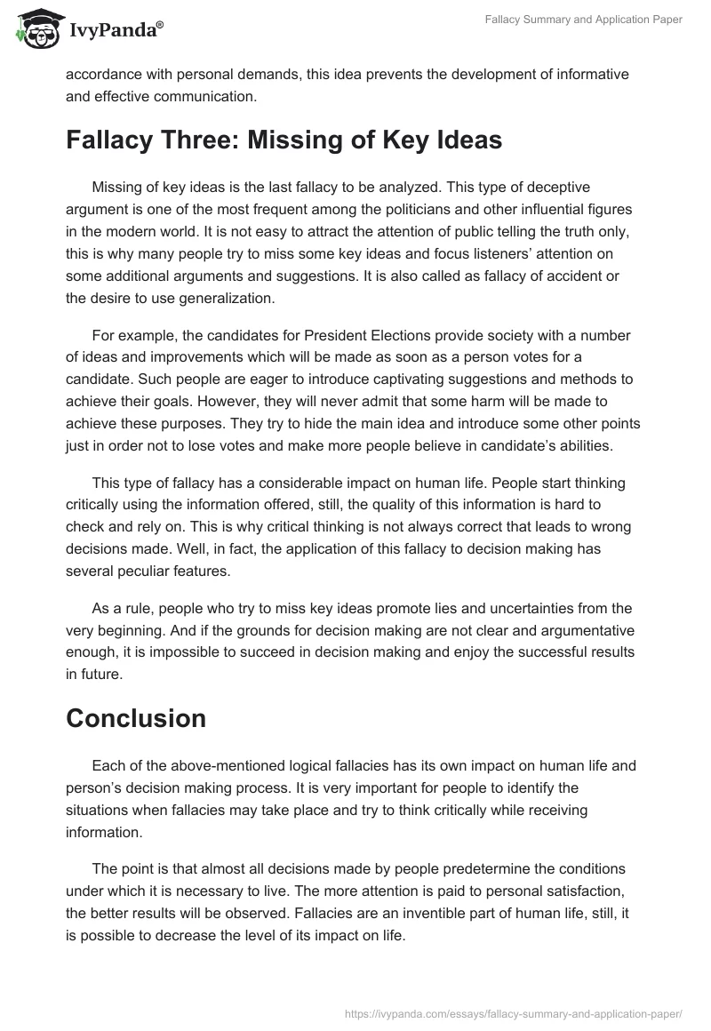 Fallacy Summary and Application Paper. Page 3