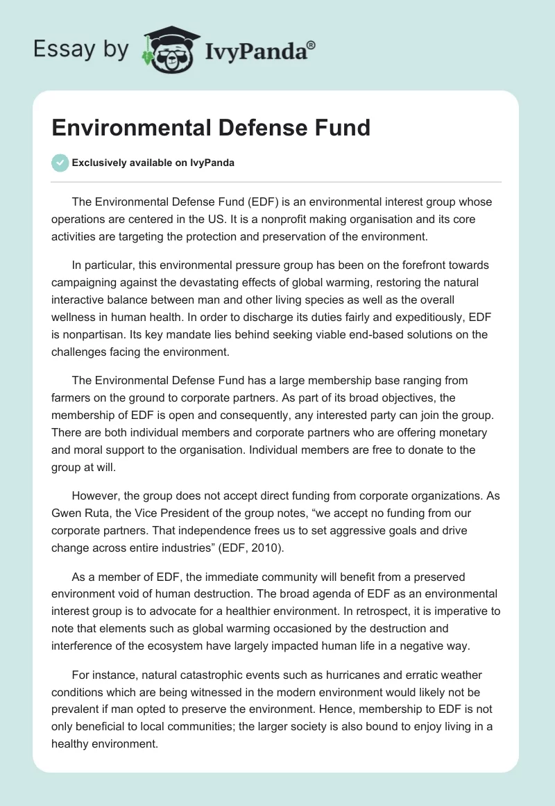 Environmental Defense Fund. Page 1