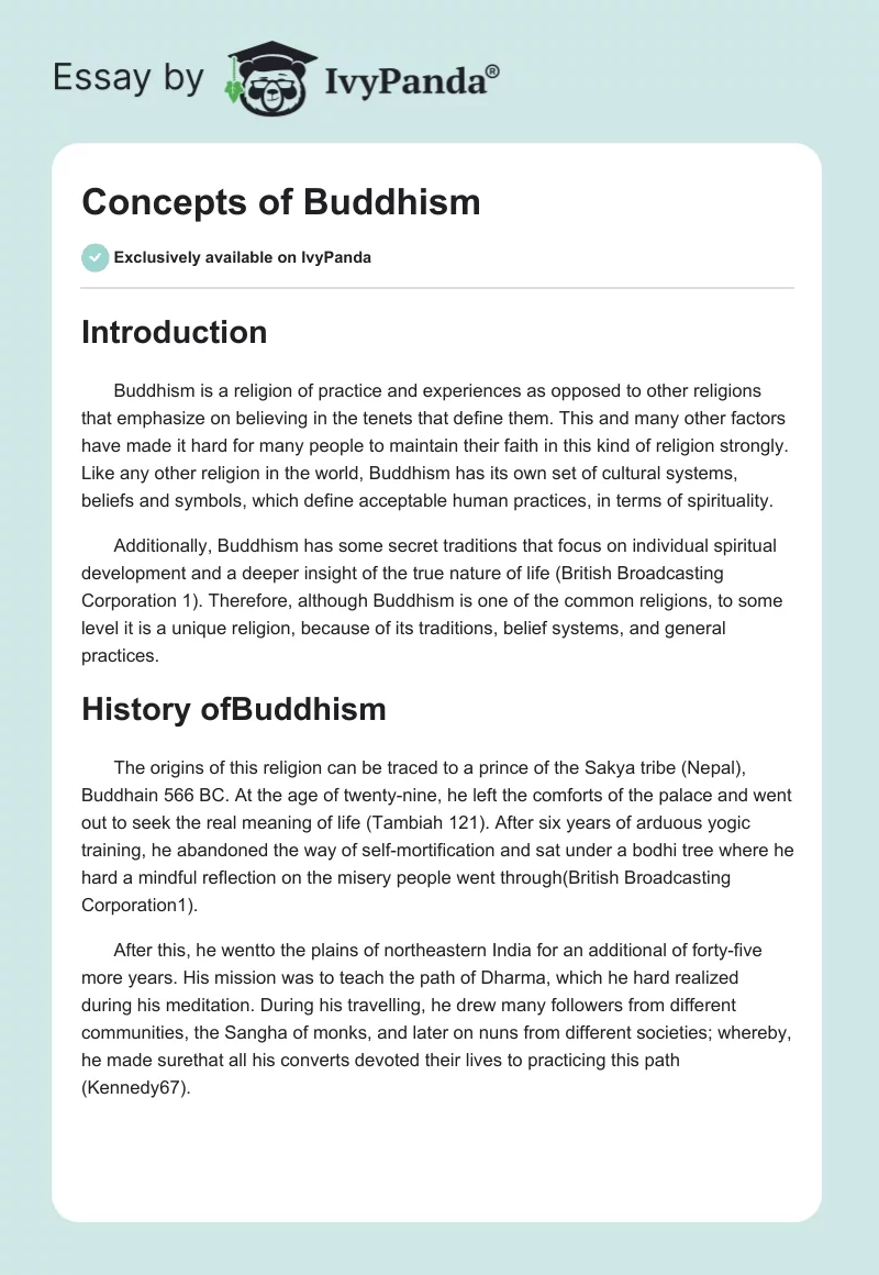 Concepts of Buddhism. Page 1
