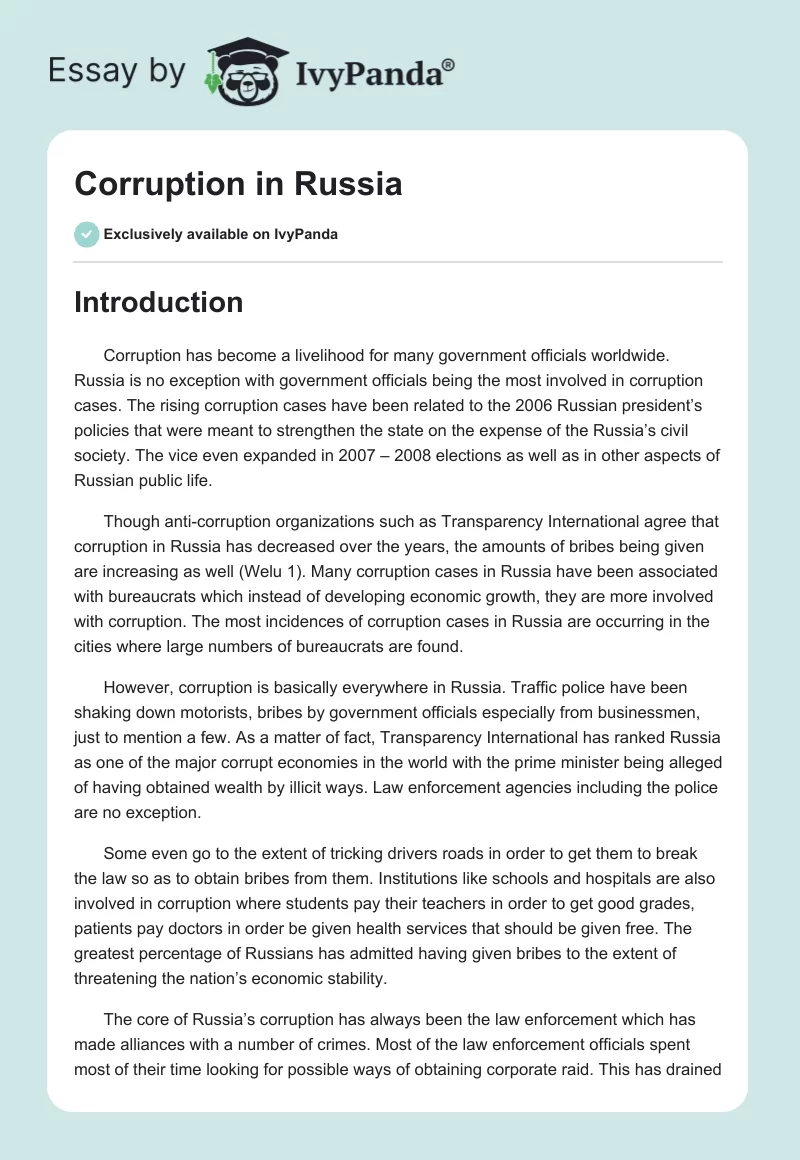 Corruption in Russia. Page 1