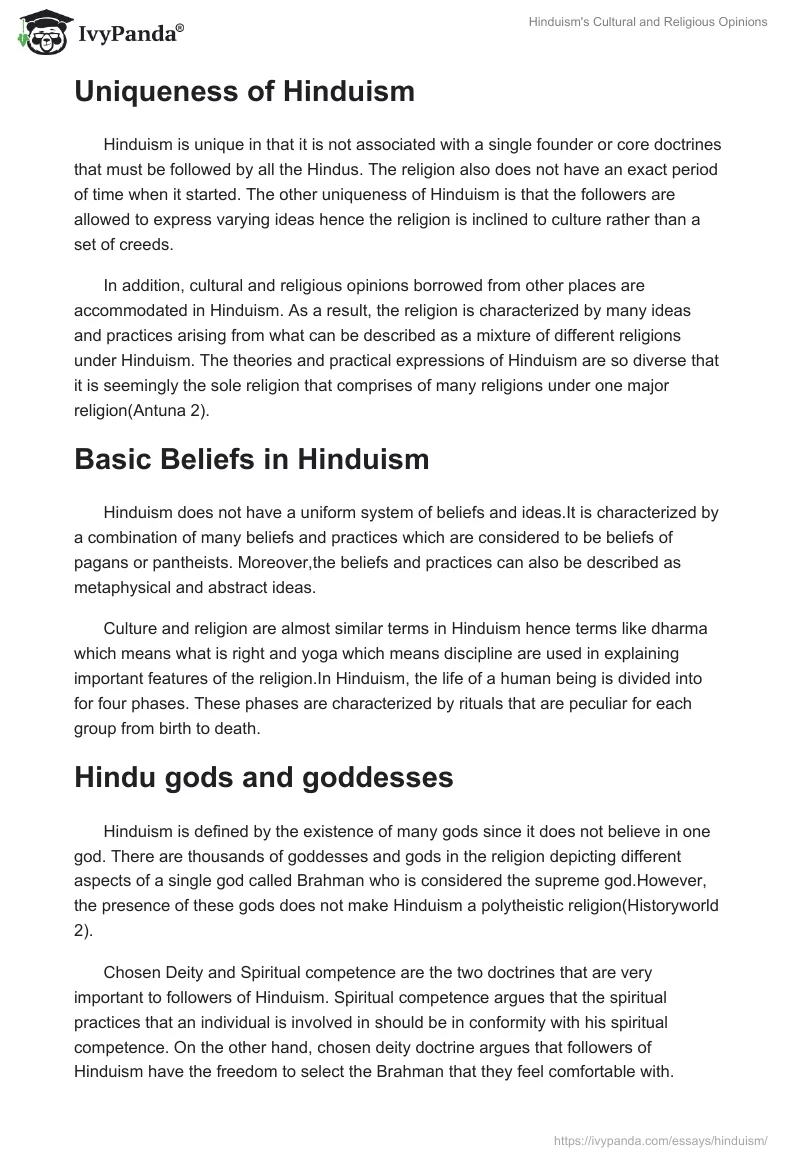 Hinduism's Cultural and Religious Opinions. Page 3