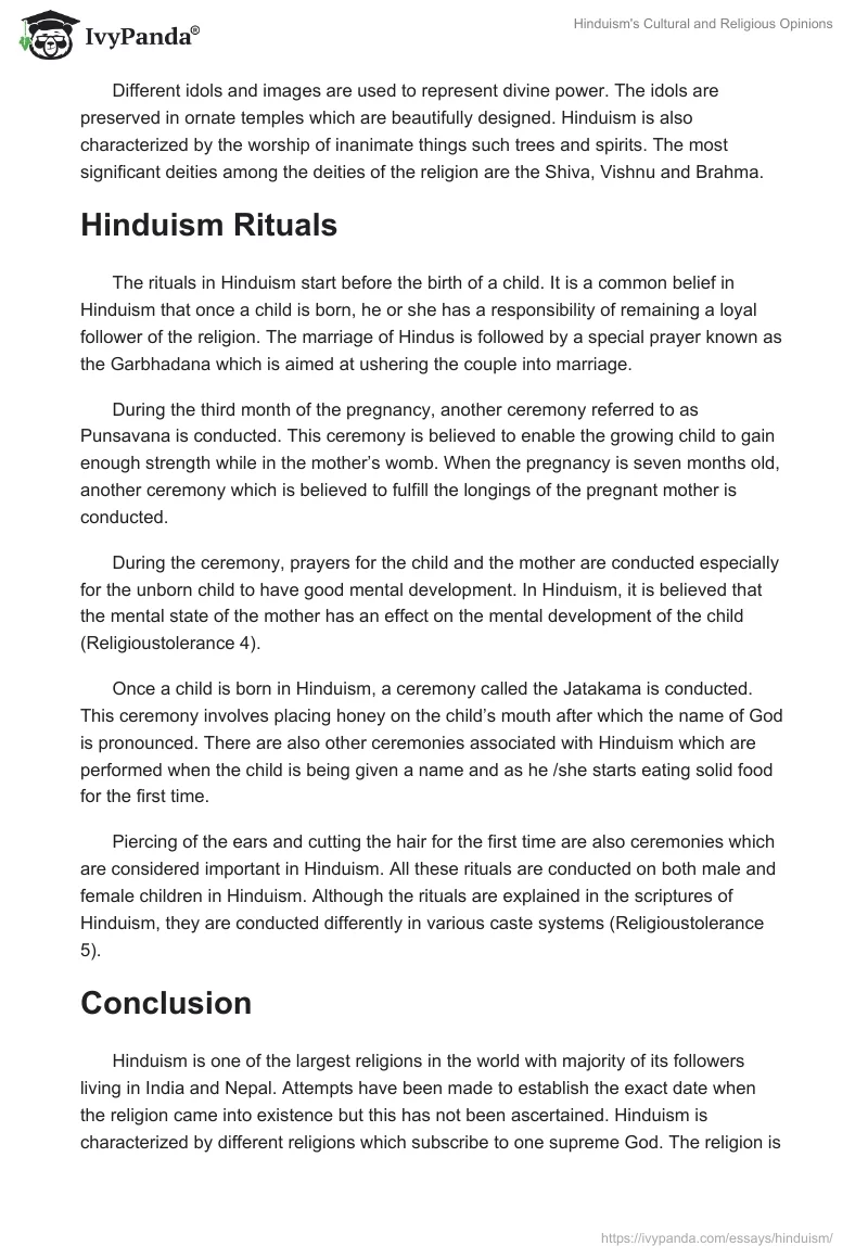 Hinduism's Cultural and Religious Opinions. Page 4
