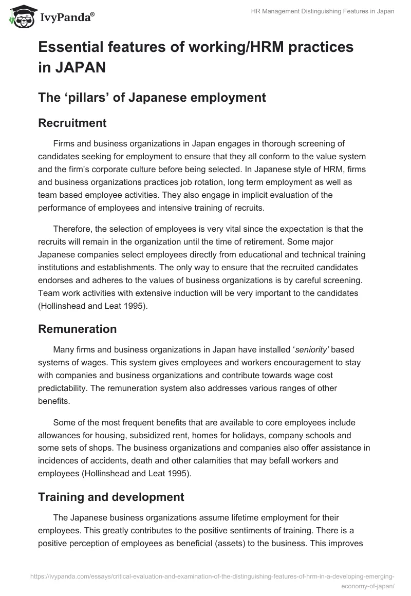 HR Management Distinguishing Features in Japan. Page 5