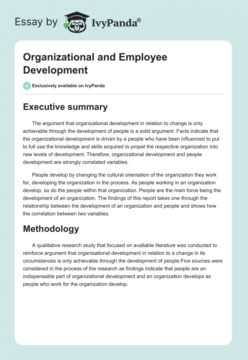 Organizational and Employee Development. Page 1
