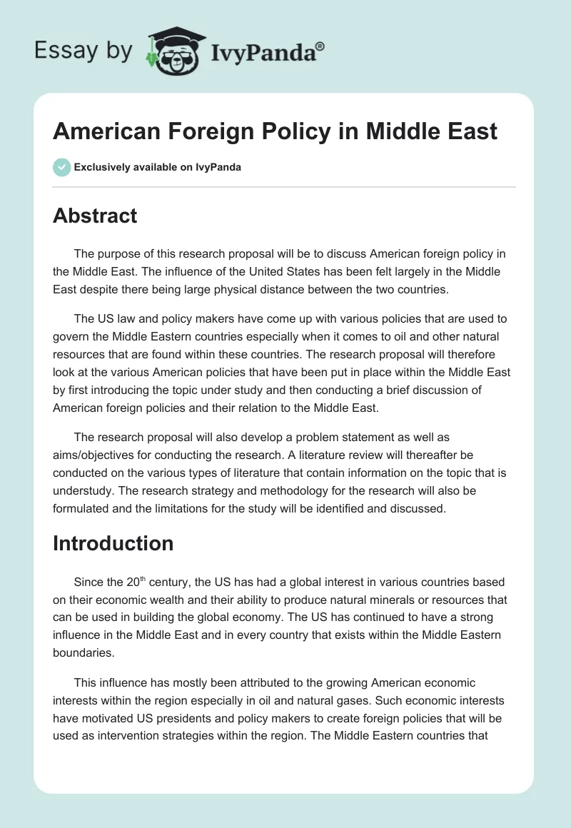 American Foreign Policy in Middle East. Page 1