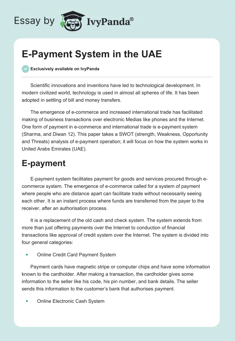 E-Payment System in the UAE. Page 1