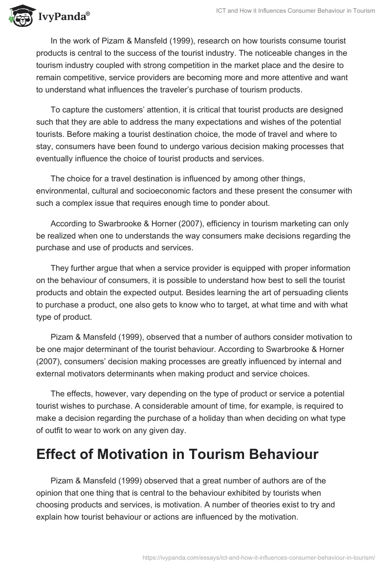 ICT and How it Influences Consumer Behaviour in Tourism. Page 3