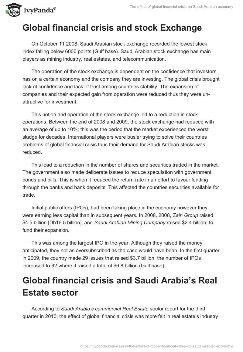 The effect of global financial crisis on Saudi Arabian economy. Page 4