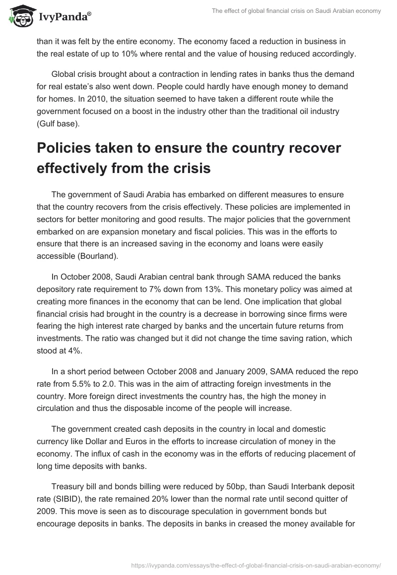 The effect of global financial crisis on Saudi Arabian economy. Page 5