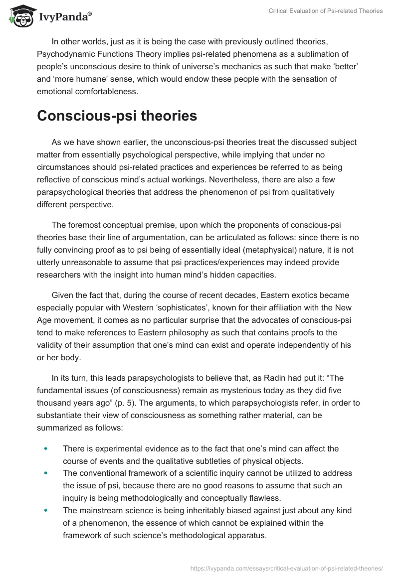 Critical Evaluation of Psi-related Theories. Page 4