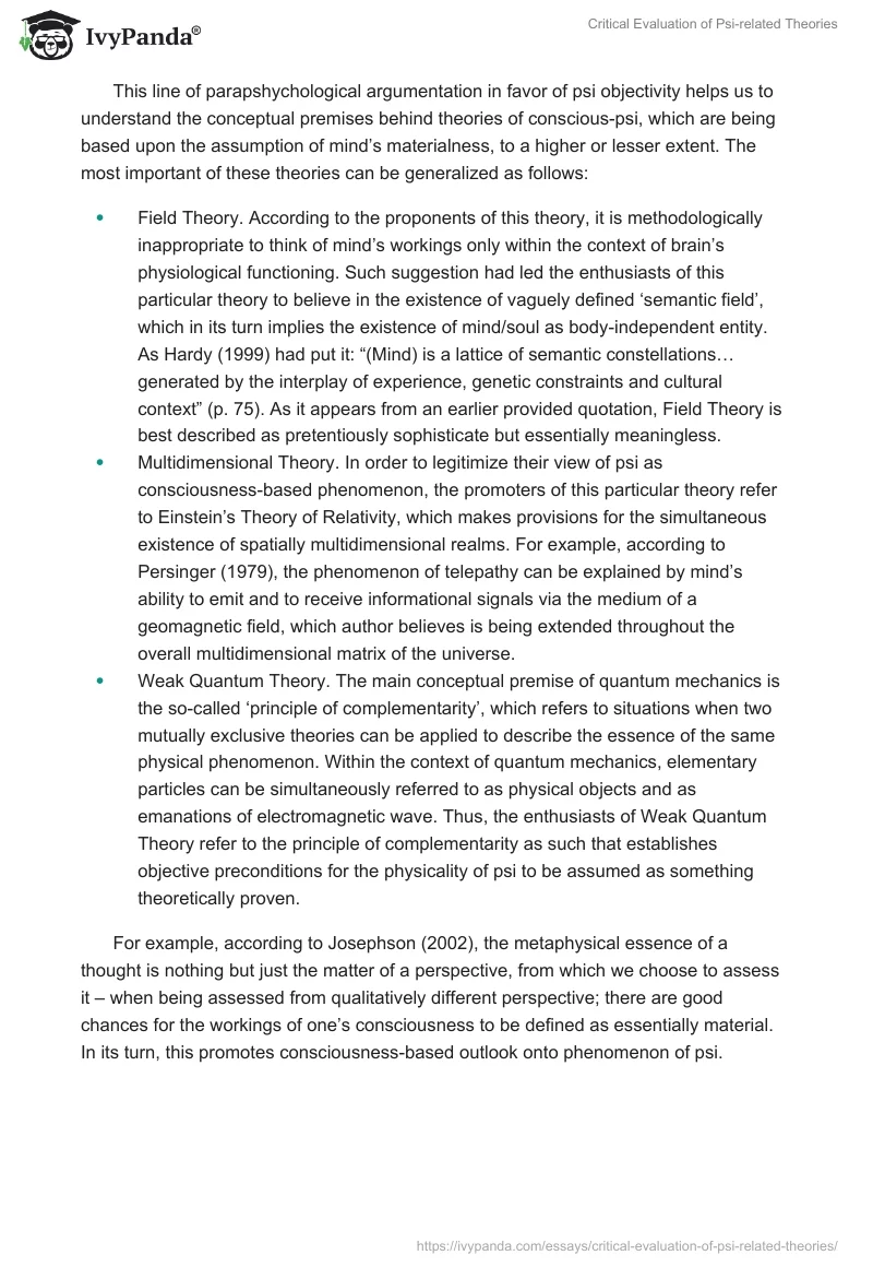 Critical Evaluation of Psi-related Theories. Page 5