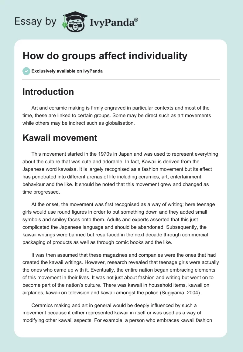 How do groups affect individuality. Page 1