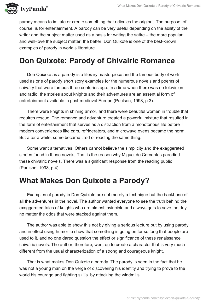 What Makes Don Quixote a Parody?. Page 2